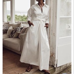Dissh Maxie White Knot Front Shirt Dress